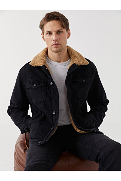 LC Waikiki Μαύρο ανδρικό τζιν μπουφάν τυπικής εφαρμογής