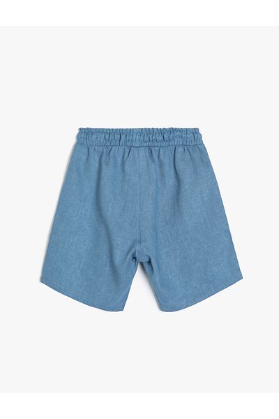 Koton Linen Shorts with Tie Waist and Pocket