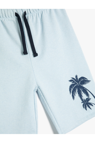 Koton Şort Palmiye Baskılı Beli Bağlamalı