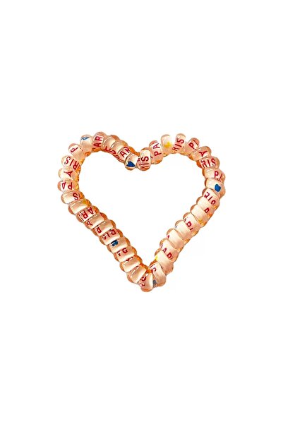 little Luv Svetlo narandžasta boja, spiralna gumena kopča u obliku srca