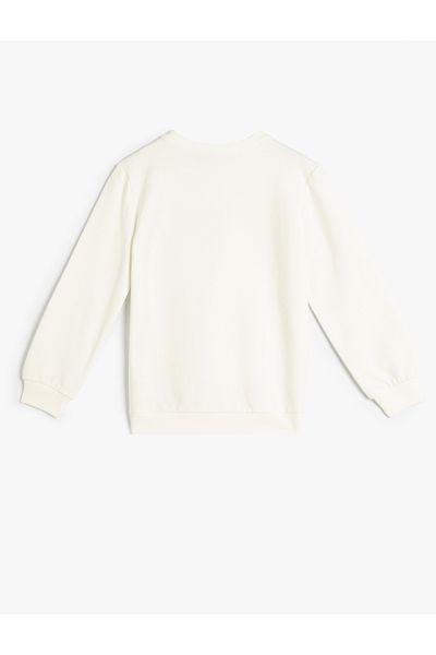 Koton Cotton Raised Long Sleeve Floral Printed Sweatshirt - Crew Neck