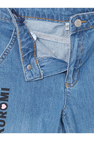 LC Waikiki Indigo Wideleg Kuromi B Printed Girl's Jean Pants