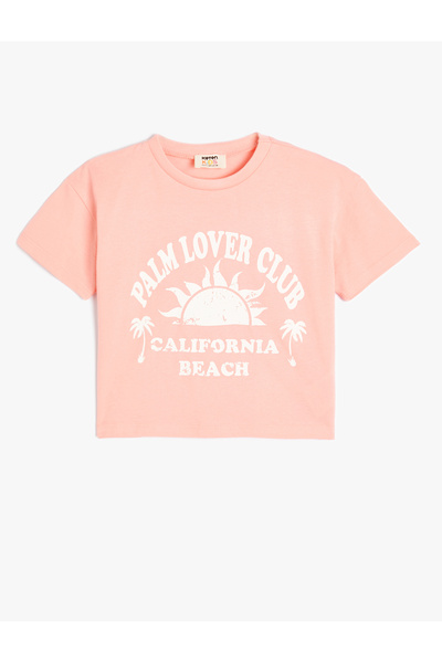 Koton Tişört Kısa Kollu Bisiklet Yaka Slogan Baskılı Pamuklu