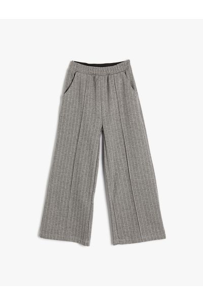Koton Spanish Leg Trousers Shiny Detailed Elastic Waist