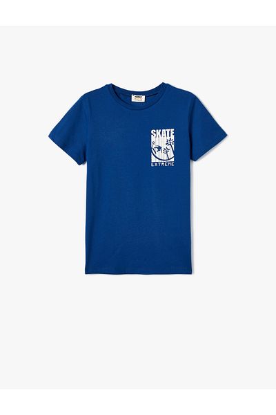 Koton Tricou cu mânecă scurtă, imprimat cu skateboard, cu gât crew din bumbac
