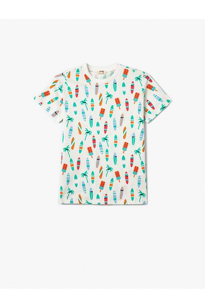 Koton Tricou Imprimat Surf mânecă scurtă Decolteu Crew Bumbac