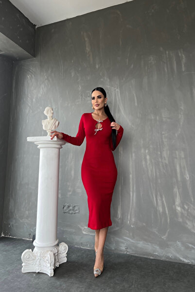 LİLA İSTANBUL Rochie cu gât barcă cu fundă în față