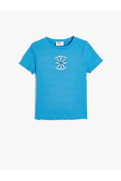 Koton Tricou cu imprimeu cu mânecă scurtă, cu detaliu și decolteu