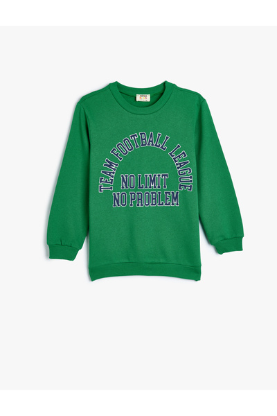 Koton Uzun Kollu Bisiklet Yaka Slogan Baskılı Şardonlu Sweatshirt