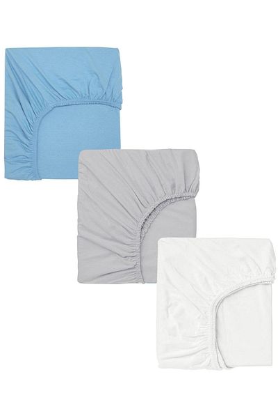 COTENCONCEPT 3 Pieces Cotton and Elastic 60 X 120 X 15 cm Combed Cotton Baby Bed Sheet