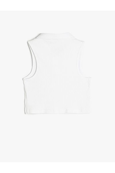 Koton Polo Collar Crop Tank Top - Βαμβακερό, με κουμπιά και με ραβδώσεις