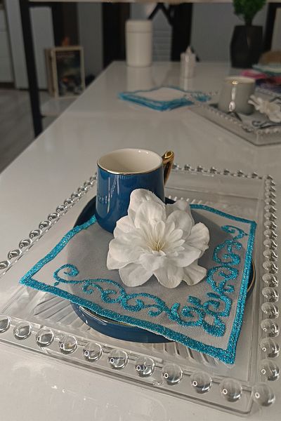 CAMİNHO DA LUA Sara Model 6 Bucuri Servetel Cocktail Cafea Servetel Prezentare Coaster Decorativ De Lux Prezentare Mare