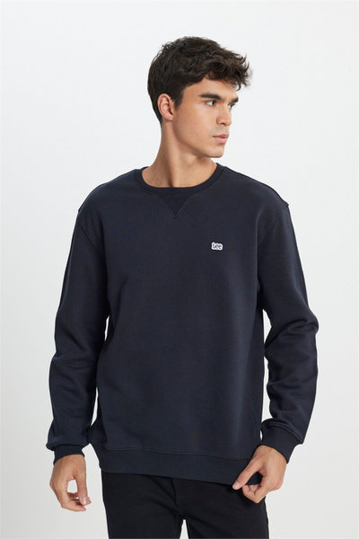 Lee Regular Fit 100% Cotton Crew Neck Black Raised Fleece Inside Sweatshirt