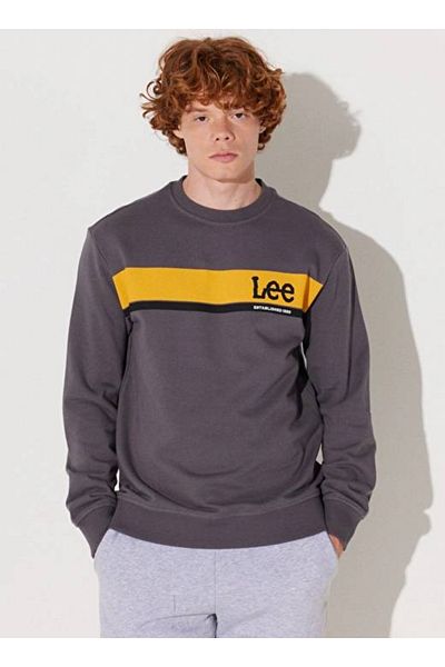 Lee Anthrazitfarbenes Sweatshirt mit normaler Passform und Rundhalsausschnitt