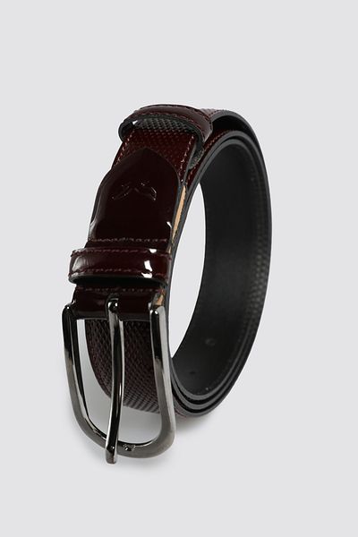 D'S Damat Burgundy Patterned Leather Belt