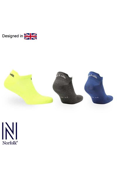 NORFOLK Чорапи Izzy Multi-sport Ultra Light, 3 броя - ниски, жълти/сиви/тъмносини