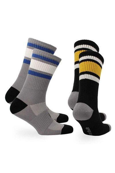 NORFOLK Retro Black Casual Socks - 80% Cotton, 2-Pack, Reflect Your Style