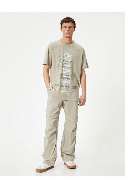 Koton Tricou din bumbac imprimat cu slogan cu gât