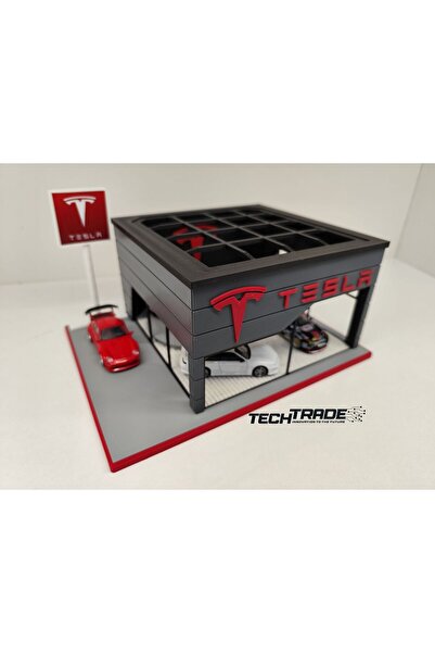 Tech Trade Tesla Diecast Showroom Garaj Diorama 1:64 Ölçek