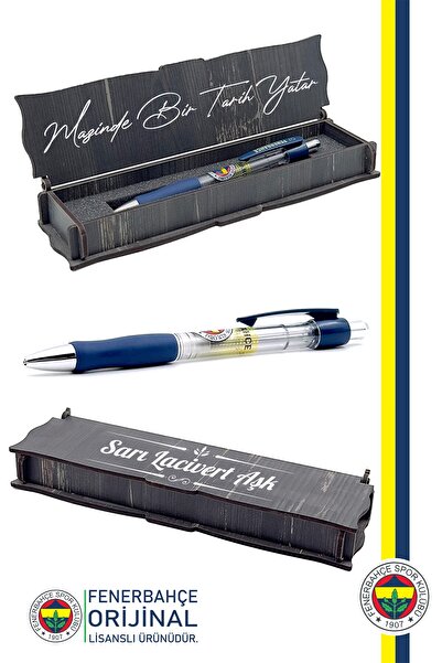 Fenerbahçe قلم ذو طرف متعدد الاستخدامات أصلي 0.7 مع صندوق خشبي