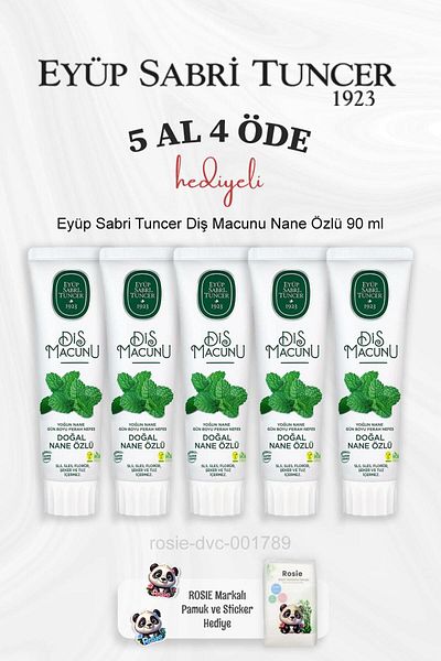 Eyüp Sabri Tuncer 90 ml Mint Extract Toothpaste - Buy 5 Get 4, Rosie Cotton