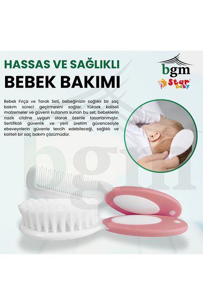 bgm Baby Comb and Brush Set Newborn Pink Soft Hair Brush and Comb