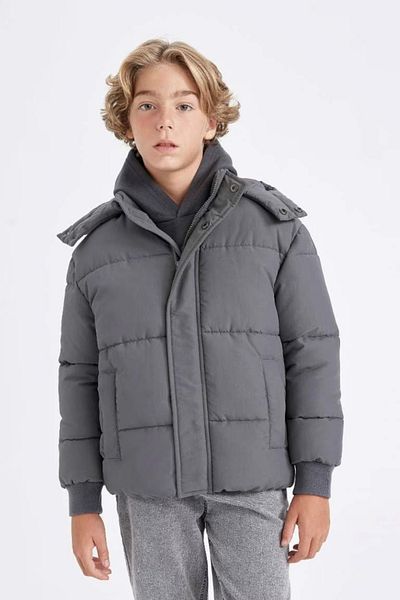 DeFacto Wasserabweisende, aufblasbare Jacke für Jungen mit Kapuze und Reißverschluss und Druckknopfverschluss, C5507a824wn