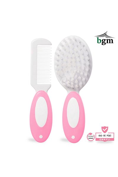 bgm Baby Comb and Brush Set Newborn Pink Soft Hair Brush and Comb