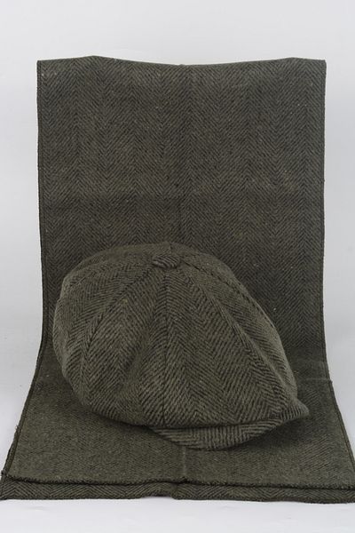 mercantoptan Peaky Blinders Herringbone Patterned Winter Cap - Scarf Set with Gift