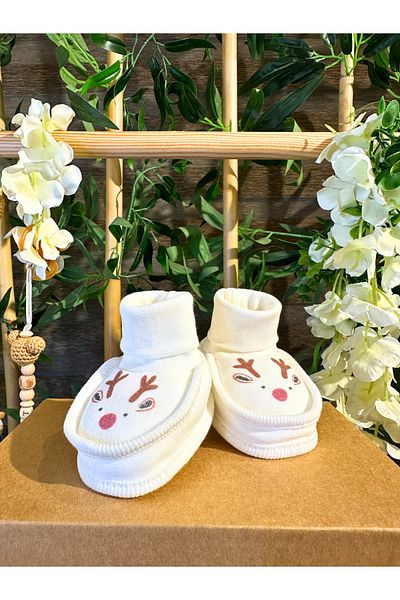 Renkli Puset New Year's Christmas Baby Deer - Newborn Booties