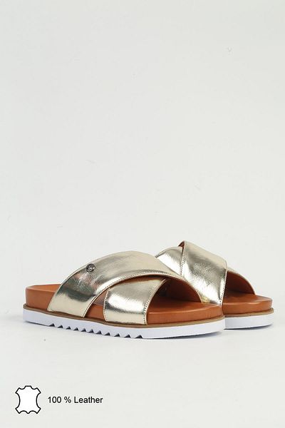 Pierre Cardin Pck-5039 Model Gold Women's Leather Slippers