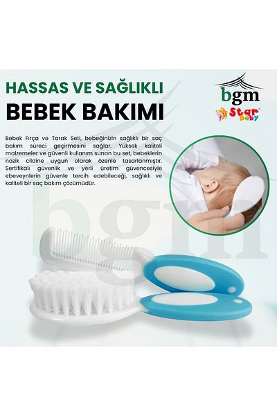 bgm Baby Comb and Brush Set Newborn Blue Soft Hair Brush and Comb