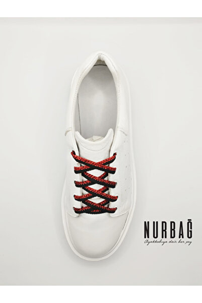 NURBAĞ DOKUMA Black Red Glitter Sneakers - 90 Cm, 1 Pair Bs47