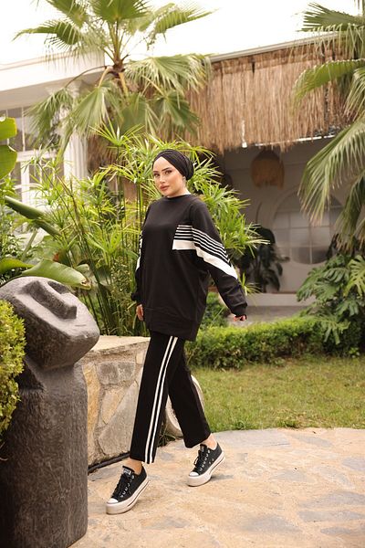 Ryzi Moda Stylish and Elegant 100% Cotton Double Hijab Tracksuit Set