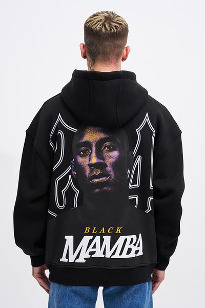 Machinist Ανδρικό μαύρο φούτερ με στάμπα Mamba Oversize