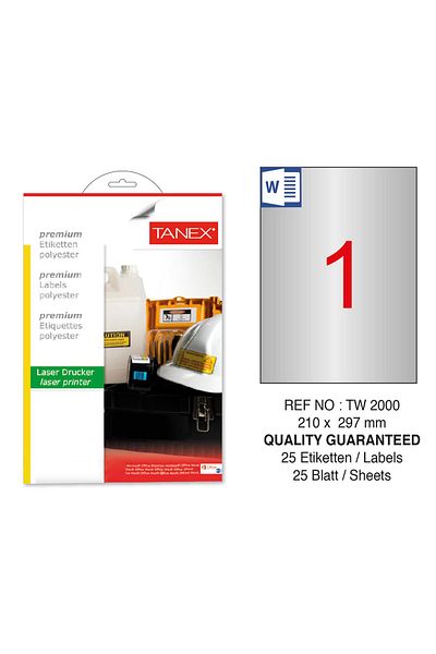 Tanex Tw-2000 210x297mm Ασημένιο αυτοκόλλητο λέιζερ 25 Li