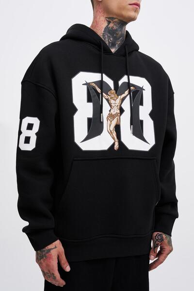 Machinist Ανδρικό 88 Jesus printed oversize μαύρο φούτερ