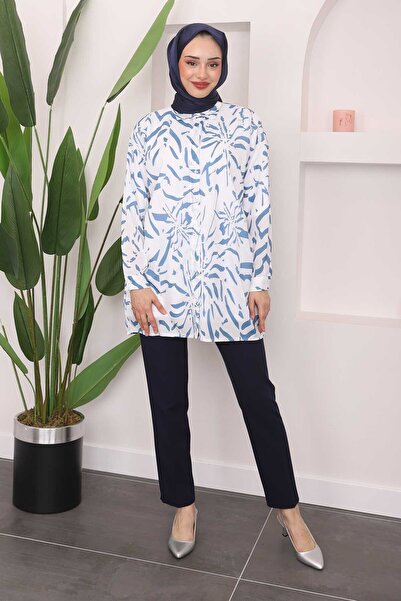 İmajButik Πουκάμισο Moss Crepe - Μπλε με σχέδιο