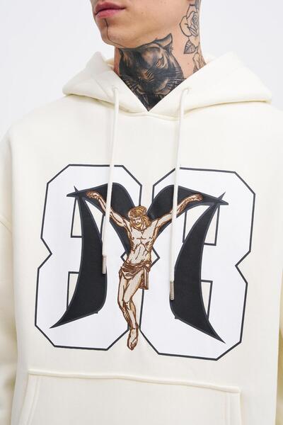 Machinist Ανδρικό φούτερ 88 Jesus Printed Oversize Ecru