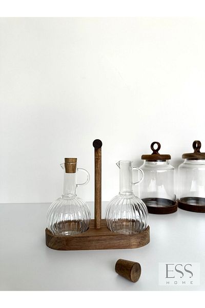 Home مجموعة وعاء الزيت مع حامل أكاسيا