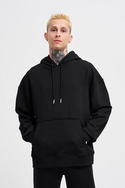 Machinist Men's Hooded Oversize Black Sweatshirt