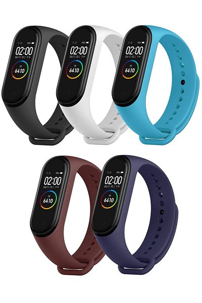 PUFWİN مجموعة أحزمة السيليكون المتوافقة مع Xiaomi Mi Band 3 و4 مكونة من 5 قطع