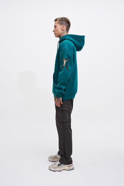 Machinist Ανδρικό φούτερ 88 Jesus Printed Oversize Petrol Green