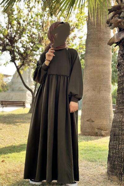 ANDE Robalı Sweat Elbise- Haki