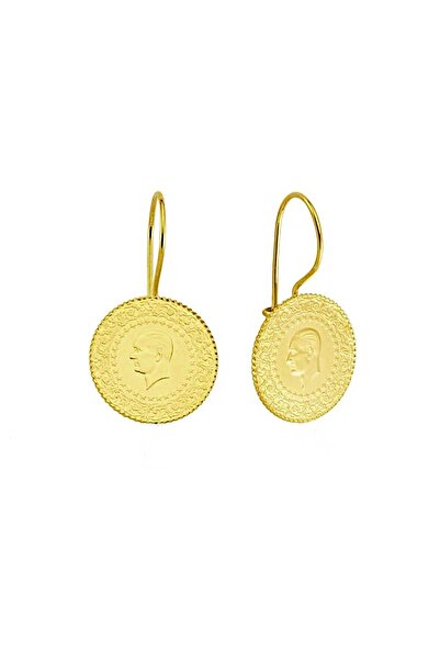 Altınköşe Çeyrek Liralı Sallantılı Küpe 14 Ayar