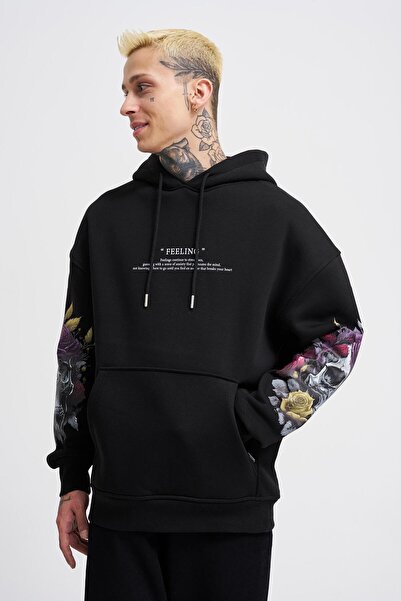 Machinist Мъжка суитшърт с принт на череп, в черно, с голям размер