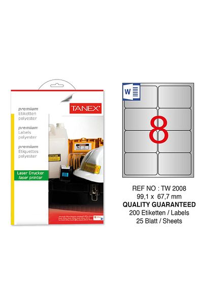 Tanex Tw-2008 99,1x67,7mm Ασημένιο αυτοκόλλητο λέιζερ 200 τεμάχια