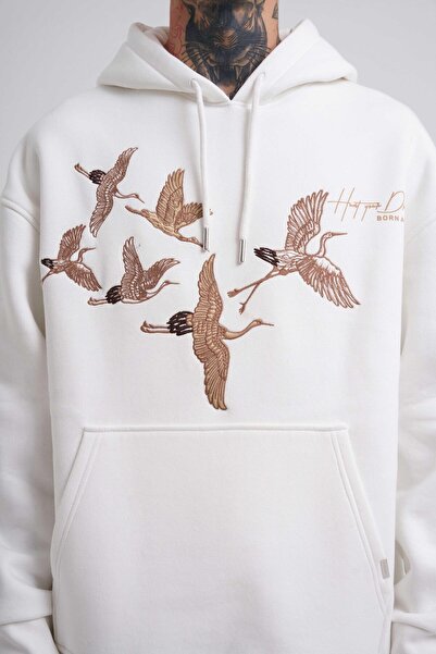 Machinist Чоловічий оверсайз-светр з капюшоном і вишивкою Hunt, екрю