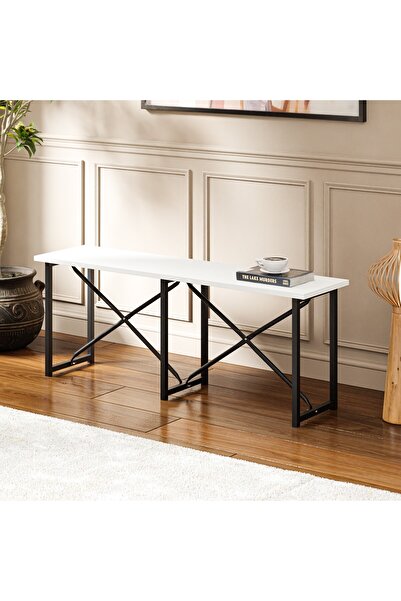 eportatif Mutfak Bahçe Bank Sandalye Düz Bank Sandalye Bench Beyaz 1542