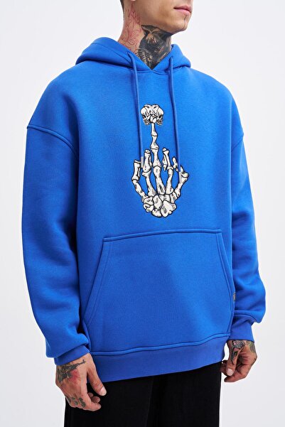 Machinist Чоловічий оверсайз-светр з капюшоном і принтом «середній палець»